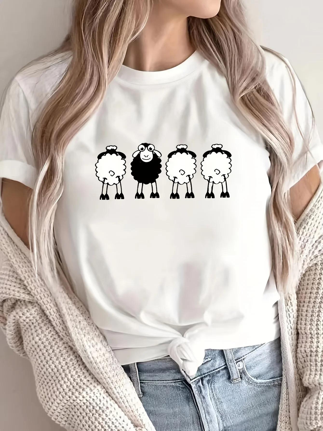 Womens Tshirt Roses Print Crew Neck TShirt Casual Short Sleeve TShirt for Spring Summer Womens Clothing Tops S