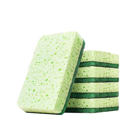 

5 шт. двусторонняя губка для чистки с богатой пеной, хлопковая целлюлоза, хорошее водопоглощение, губка для чистки, кухонные аксессуары 1