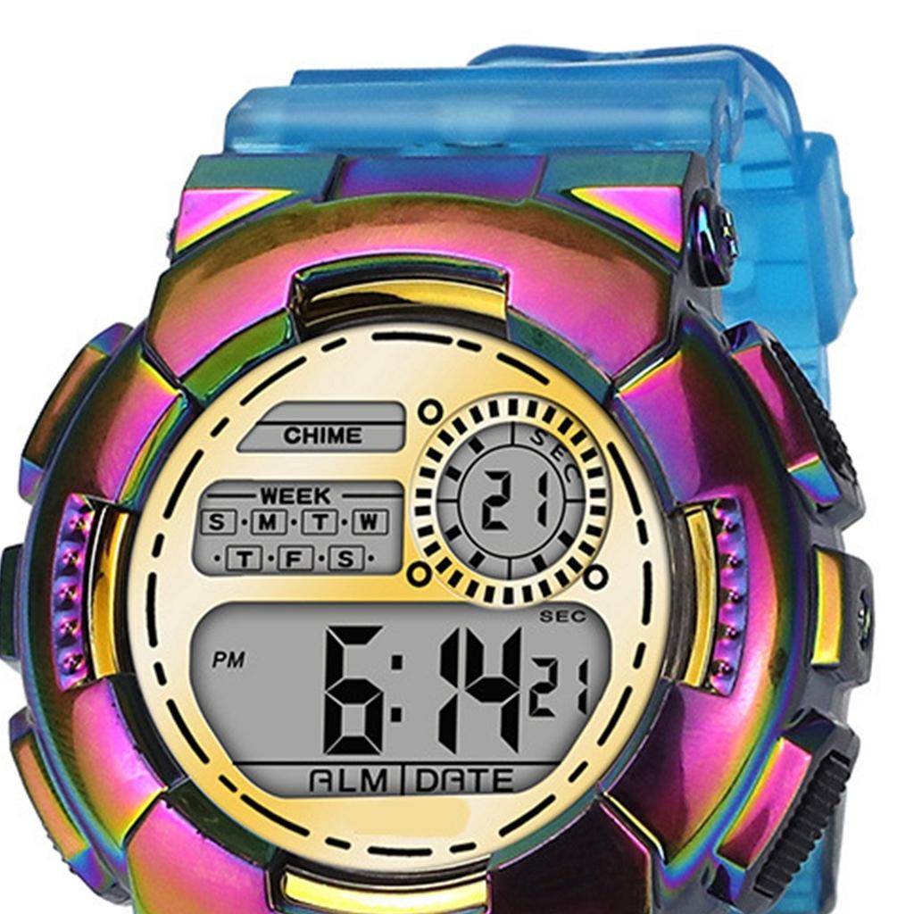 Orologio da Polso Sportivo LED Digitale Impermeabile Multifunzione Leggero Trasparente per Ragazzi Ragazze Oro Rosa
