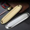Thicken Stainless Steel Food Storage Tray Oval Serving Plates Long Beef Ball BBQ Buffet Presentation Dishes Kitchen Accessories
