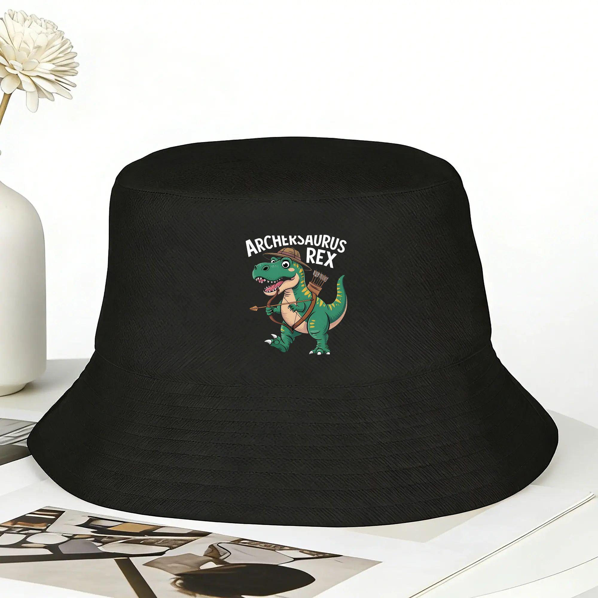 Unisex Archery Bow Hunting Archersaurus rex Bucket Hat  Foldable FisherUnisex Hats Summer Beach Travel Caps Hawaii Custom Sun Hat One Size