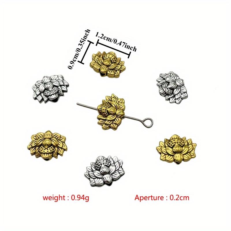 50pcs Lotus Piercing Beads Attachment Jewellery Making Alloy Fittings for Bracelet Necklace Decorative Beads Zinc Alloy Lotus.