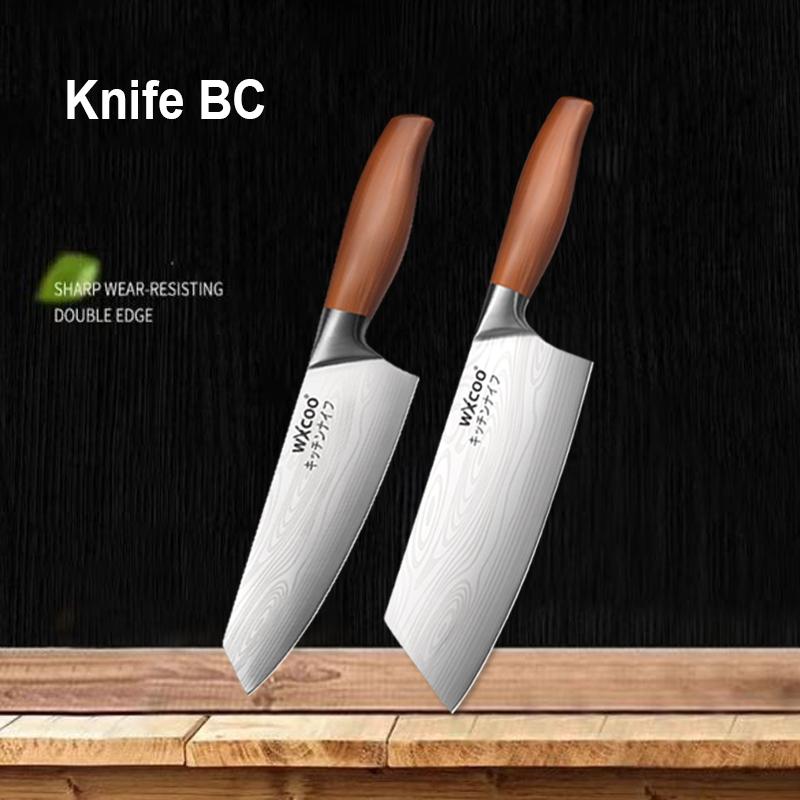 1~4PCS WXCOO Knife Set Stainless Steel Kitchen Fruit Peeler Damascus Pattern Chef Knife Fruit and Vegetables Peeling Tools
