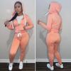 2Pcs Winter Women Tracksuit Set Fleece Lining Hooded Sweatshirt Coat with Long Sleeves Pockets Zipper Placket Elastic Waist Jogging Fall Solid Color