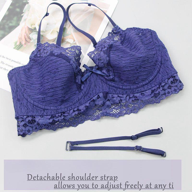 Plus Size Sexy Lingerie Three-Piece Set Lace Trim Breathable Ultra-Thin Bra Set Push-Up and Shaping Bra Skin-Friendly and Comfortable Panties