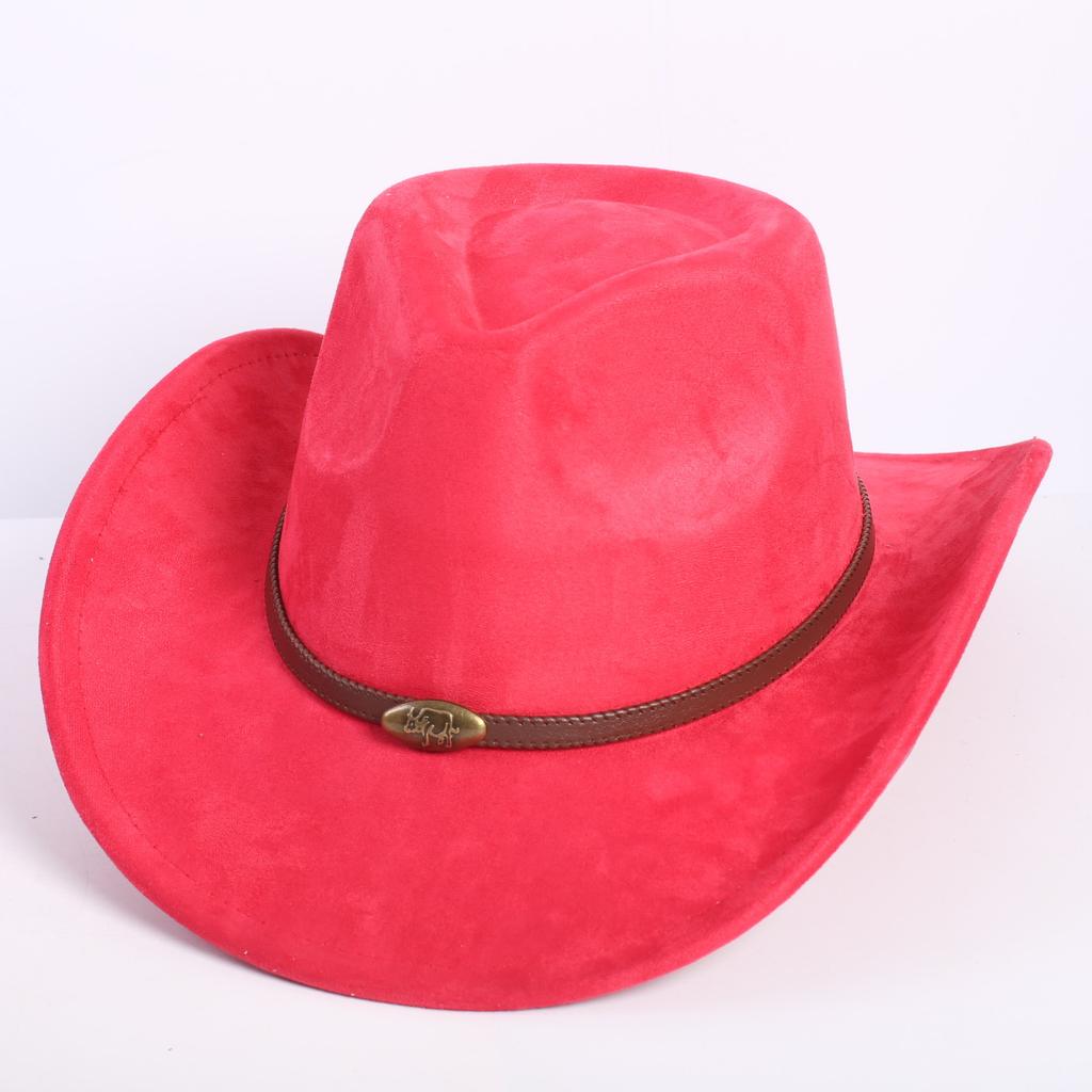 Popular European and American classic suede western cowboy hat men's and women's fashion LO style peach heart cowboy hat
