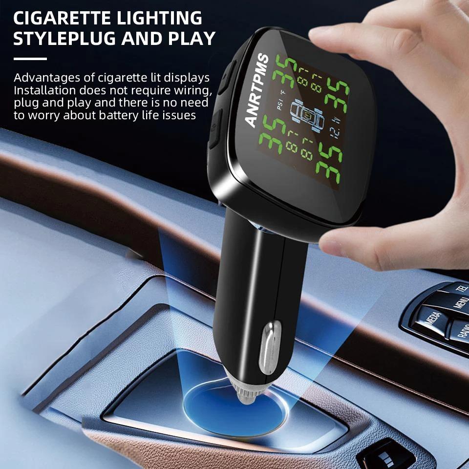 Wireless Car TPMS Tire Pressure Monitoring System with 4 External Sensors Colorful Display USB Output for RV SUV MPV Truck Sedan