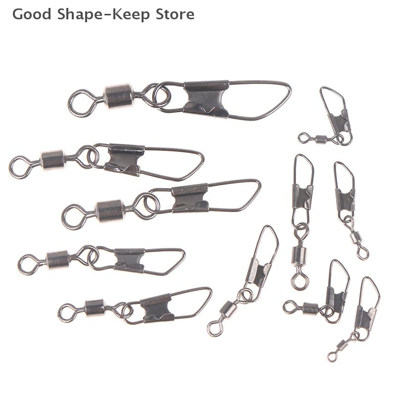 American 50-Piece Swivel Pin Connector Hooks, Size 1#-14#, Rolling Bearing, Carp Type A Fishing Tackle