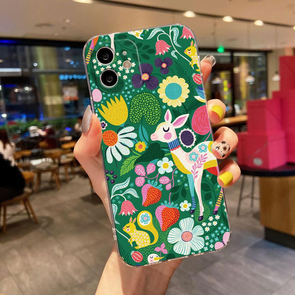 Tropical Jungle Print Leopard Sloth Clear Phone Case For iPhone 15 14 11 12 13 Pro Max Mini XS XR 8 7 Plus Back Cover Soft Cases