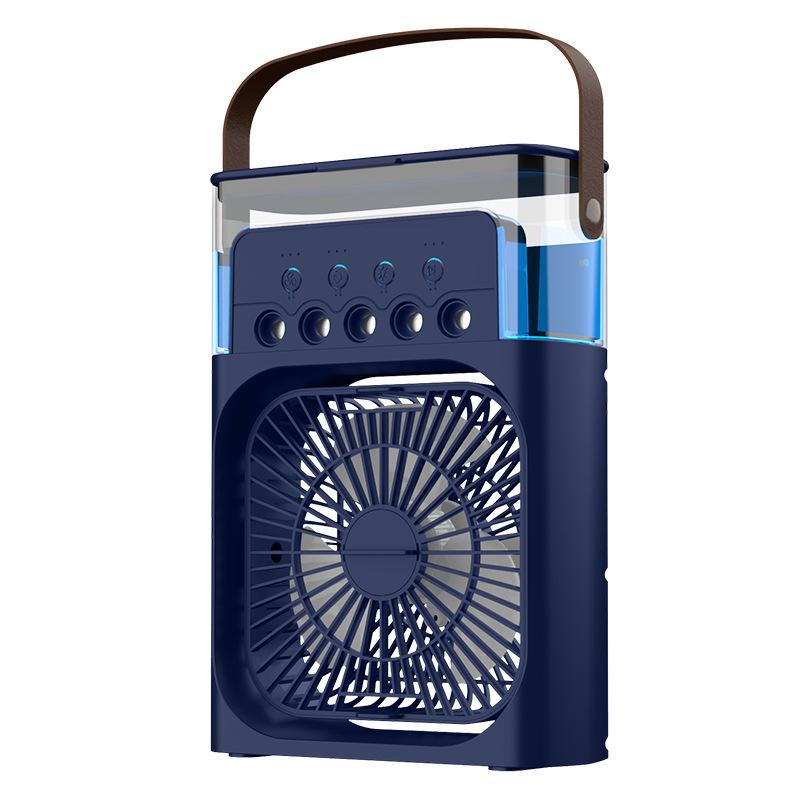 Ventilatore da scrivania USB compatto con timer, oscillazione refrigerante, spruzzo umidificante e design a cinque fori per uso interno