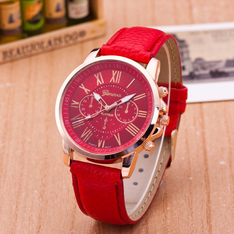 Elegante orologio al quarzo da donna Geneva con cinturino in pelle Orologio da polso elegante e casual per l'uso quotidiano