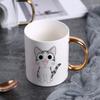 Creative cartoon Cat mug with spoon, 400ml teacup coffee ceramic mugs office cup office Drinkware couple cup gift