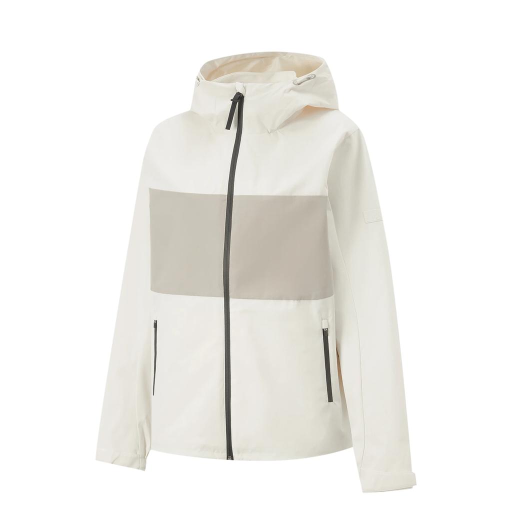 Li Ning Fitness Series Color Block Zipper Hooded Casual Windbreaker Women outerwear Champagne-White Dusty-Gray AWBU026-6