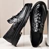 Luxury Brand Loafers Business Formal Crocodile Patterned Leather Shoes Men's British Buckle Soft Sole Comfortable Wedding Shoes