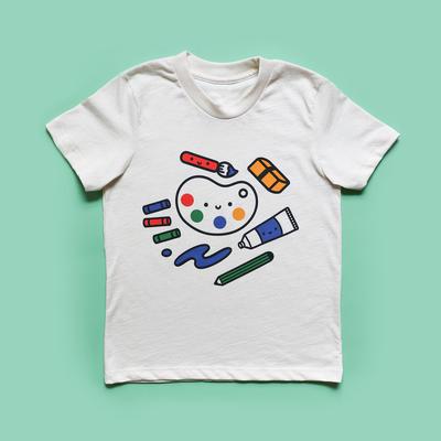 Art Supply Kids T-Shirt Cotton Short Sleeve White Shirt For Fan XS-XL