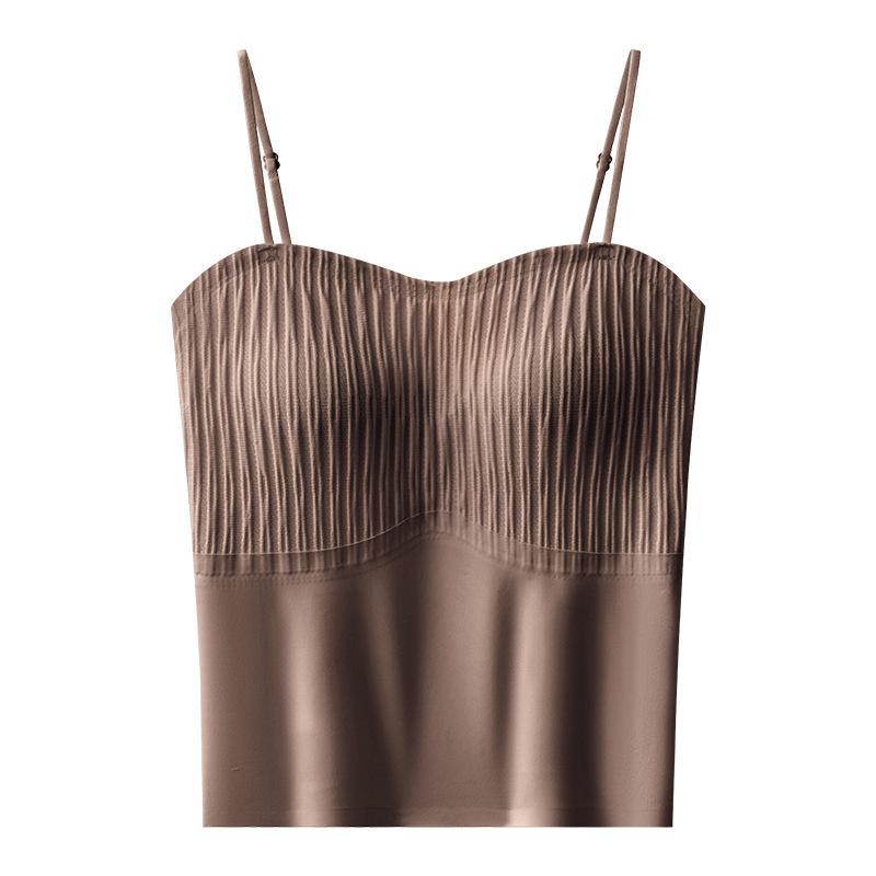 

Легкая роскошь плиссированный французский однотонный халтер с нагрудной подушечкой один бюстгальтер внутри и снаружи для ношения нижний жилет со всей красивой спиной девушка XL