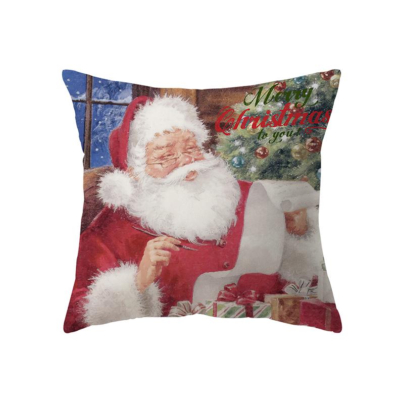 Merry Christmas Cute Santa Claus Snowman Print Pattern Cushion Cover Home Living Room Sofa Decoration Pillow Pillow Cover