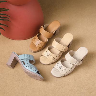High-heeled Sandals Female 2024 Summer Comfort Fish Head Shoes Retro High Heels Zapatos Mujer Casual Thick Heel Sandalias Mujer