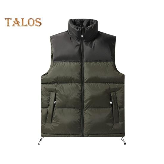 

Мужской хлопковый жилет с воротником-стойкой, без рукавов, лоскутный цветной хлопковый жилет, пальто с карманами, эластичный шнурок, подол, застежка-молния, жилет, верхняя одежда M зелёный