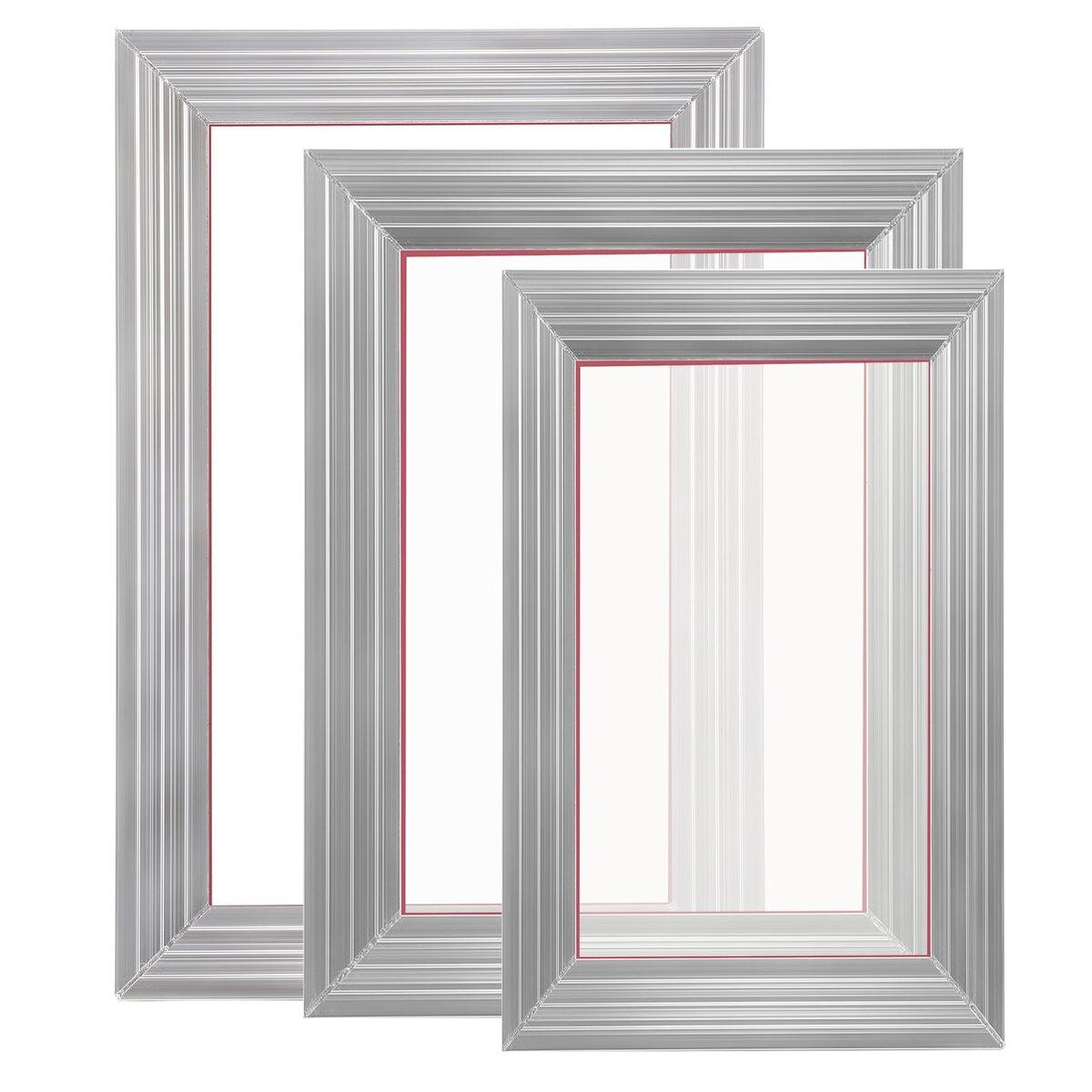Sada na sieťotlač, 3 kusy hliníkové sieťotlačové rámy 6x10/8x12/10x14 palcov, sieťovina 110 count, 5 trblietok a sieťotlačové stierky a