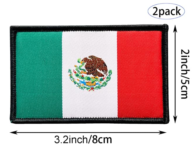 Balení 2 nášivek s vlajkou Mexika 8x5 cm Vyšívané Taktické Zapínání na suchý zip pro Oblečení Klobouky Batohy Vojenské Outdoorové vybavení