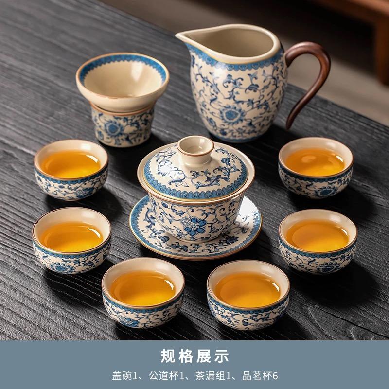 

2026 Luxury Blue and White Ru Kiln Kung Fu Tea Set – Premium Ceramic Teapot & Cups for Elegant Home Use
