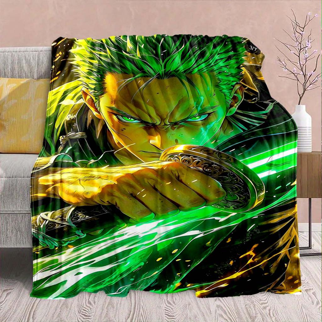 One Piece Anime Flannel Blanket - Soft Warm Perfect for Sofa, Bedding Camping Travel Office Home Decor -QJY