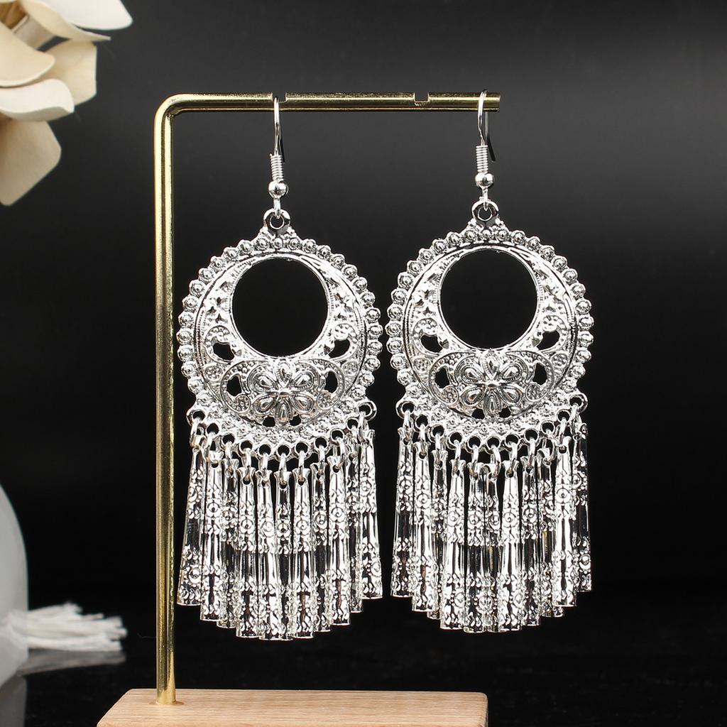 Turquoise Earrings Bohemian Drop Ear Earrings with Tassels, Geometric Alloy, Retro Style, Boastful Ear Accessories