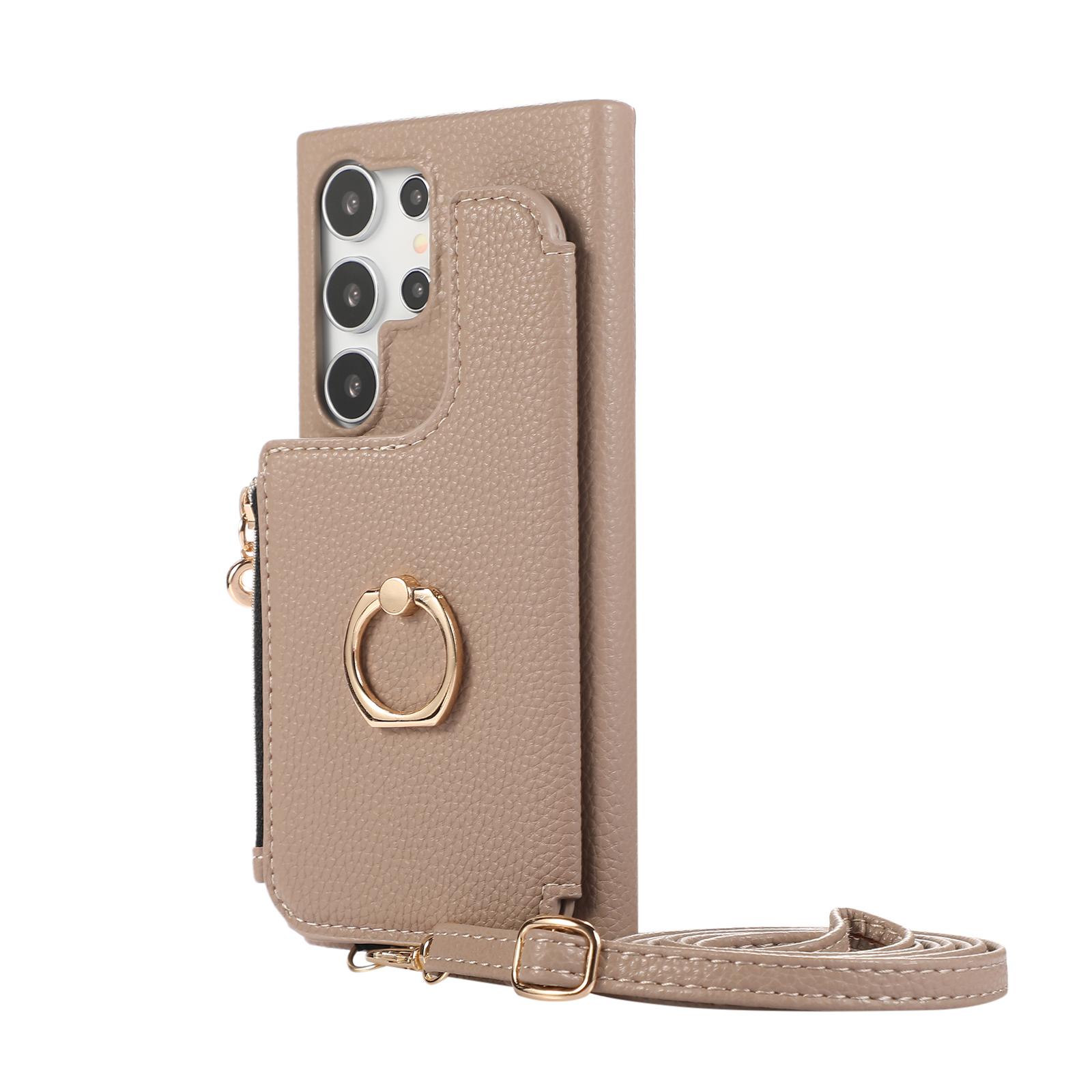 

Zipper Cards Holder Leather Wallet Ring Makeup Mirror Case For Samsung Galaxy S24 Ultra S23 Plus S22 A15 A35 A55 A05 A25 Cover For Samsung S22 верблюд