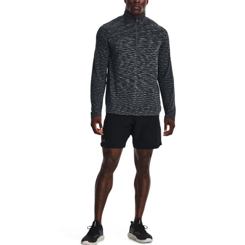 Under Armour Camiseta de Entrenamiento de Manga Larga con Media Cremallera de Color Mixto Sin Costuras para Hombre Tops Gris 1359875-012