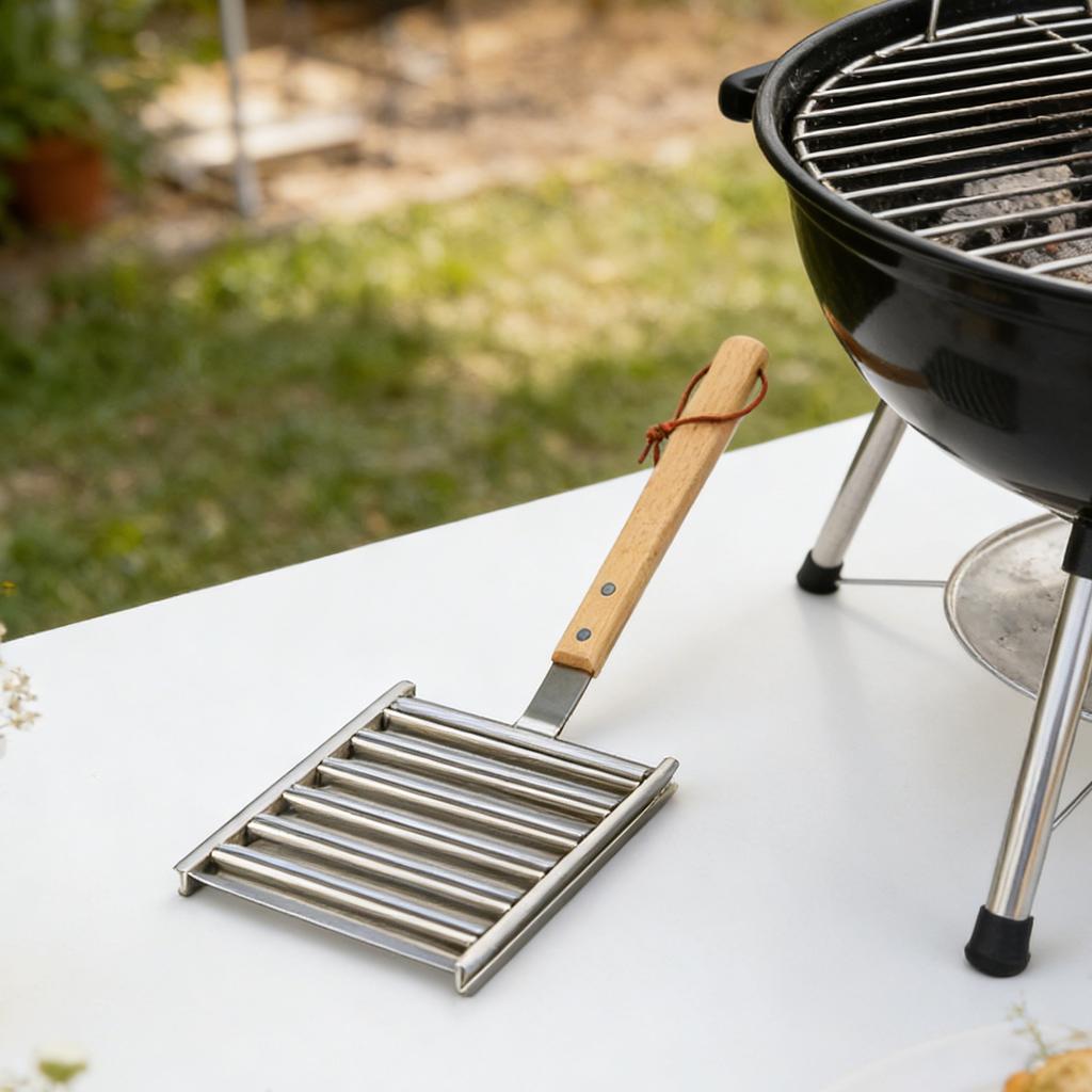 Hot Dog Roller Sausage Rack With Extra-long Wooden Handle, Roasting, Suitable For Evenly Cooked Food