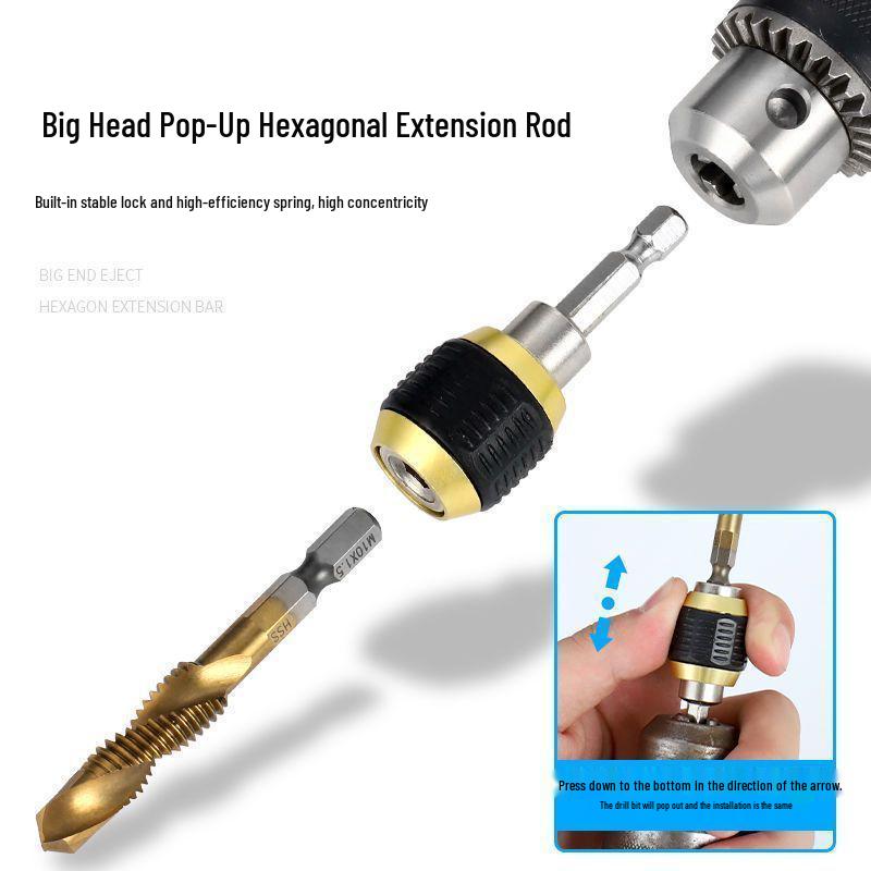 Hex Shank Quick-Release Drill Adapter with Self-Locking Socket