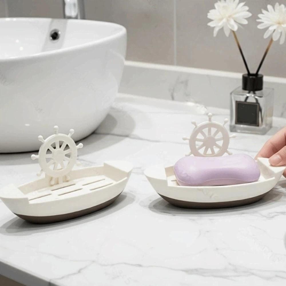 Plastic Boat-Shaped Soap Dish Drainage Cartoon Soap Dish Decor Soap Holder Bathroom