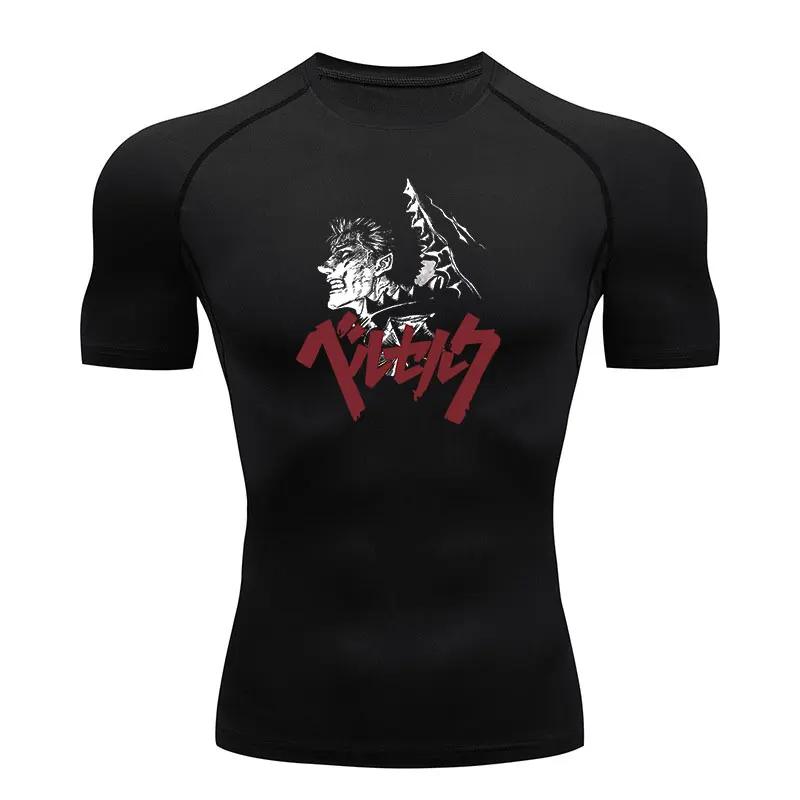 Compression Shirt Man Gym Anime Berserk Fitness Gym Sport Running T-Shirt Rashgard Tops Quick Dry Short Sleeve T-Shirt For Men