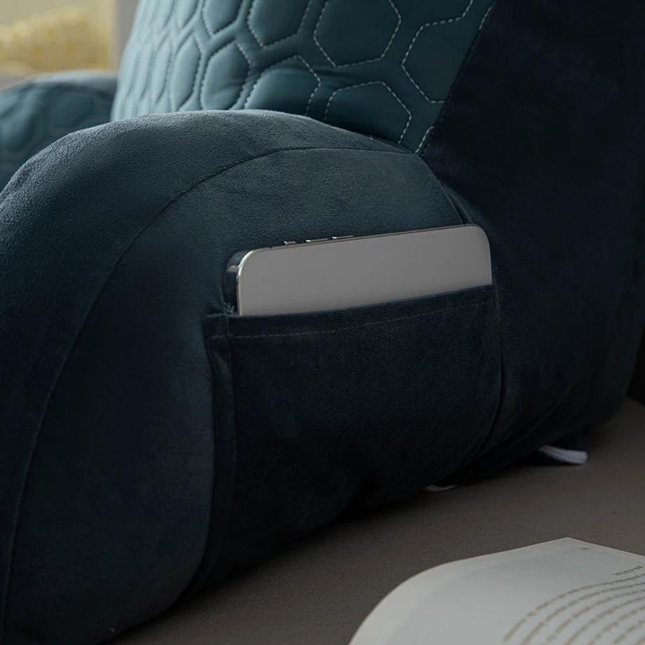 Reading Pillow Standard Bed Pillow, Back Cushion For Sitting Up In Bed With Washable Cover, Chair Arm Pillow With Pockets