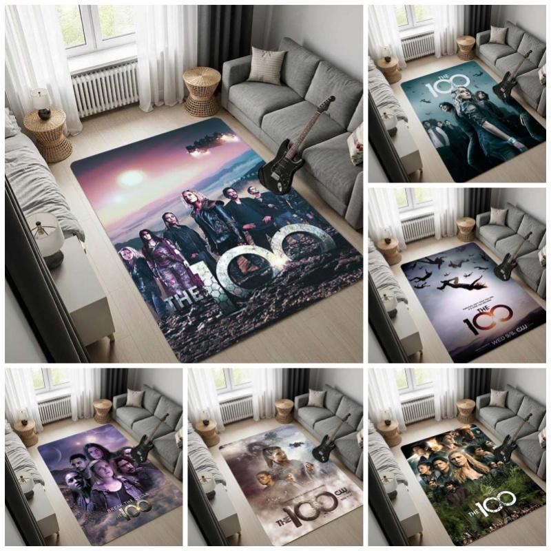 The 100 TV Show Area Rug, Sci-Fi Characters Group Print Floor Rug, Non Slip Carpet for Living Room Bedroom Fan Decor