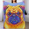 New Colorful Rainbow Pug Dog Throw Blanket Warm Cozy Throw Blanket for Living Room Couch