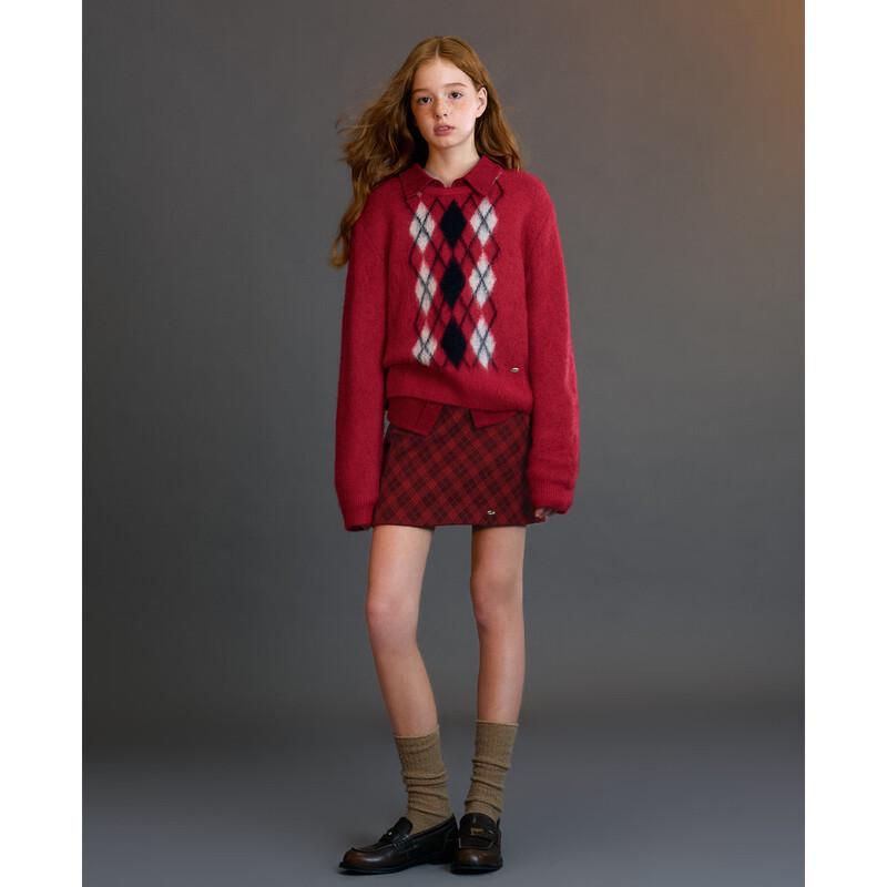 ELLE KIDS Girls' Vintage Red Plaid A-Line Skirt