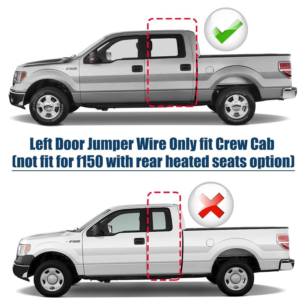 Rear Left Door Jumper Wire Assembly Compatible With 2009-2014 Ford F-150 Crew Cab Driver Side Door Jumper Harness Replace For 9L3Z-14631-CAA
