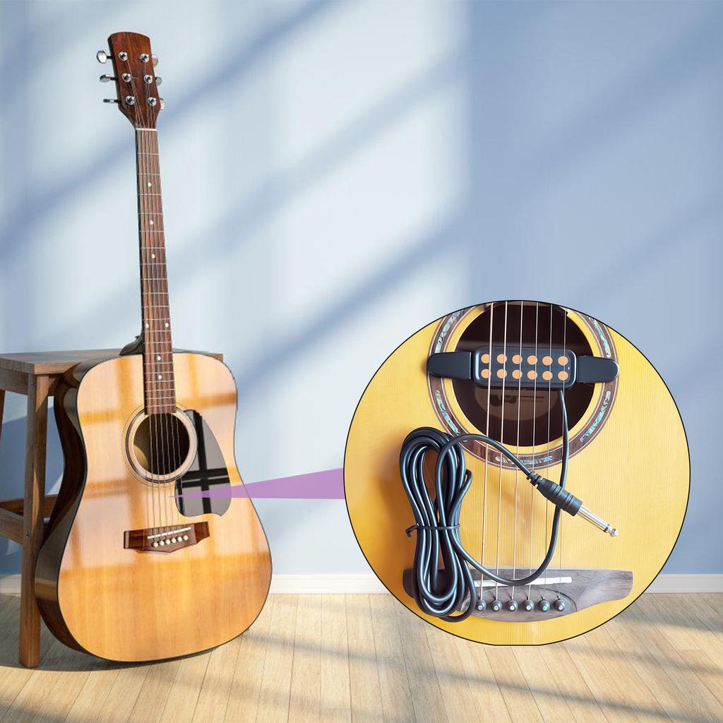 Acoustic Guitar Pickup with Cable 12 Sound Hole Magnetic Pickup Transducer Musical Instruments Accessories Easy To Use