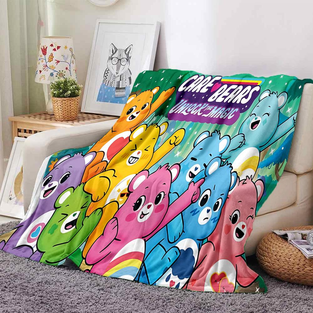 1pc Care Bears Unlock Magic Flannel Blanket for Super Soft Cute Comfort Blanket for Travel Bedding Couch Sofa Blanket Y73033