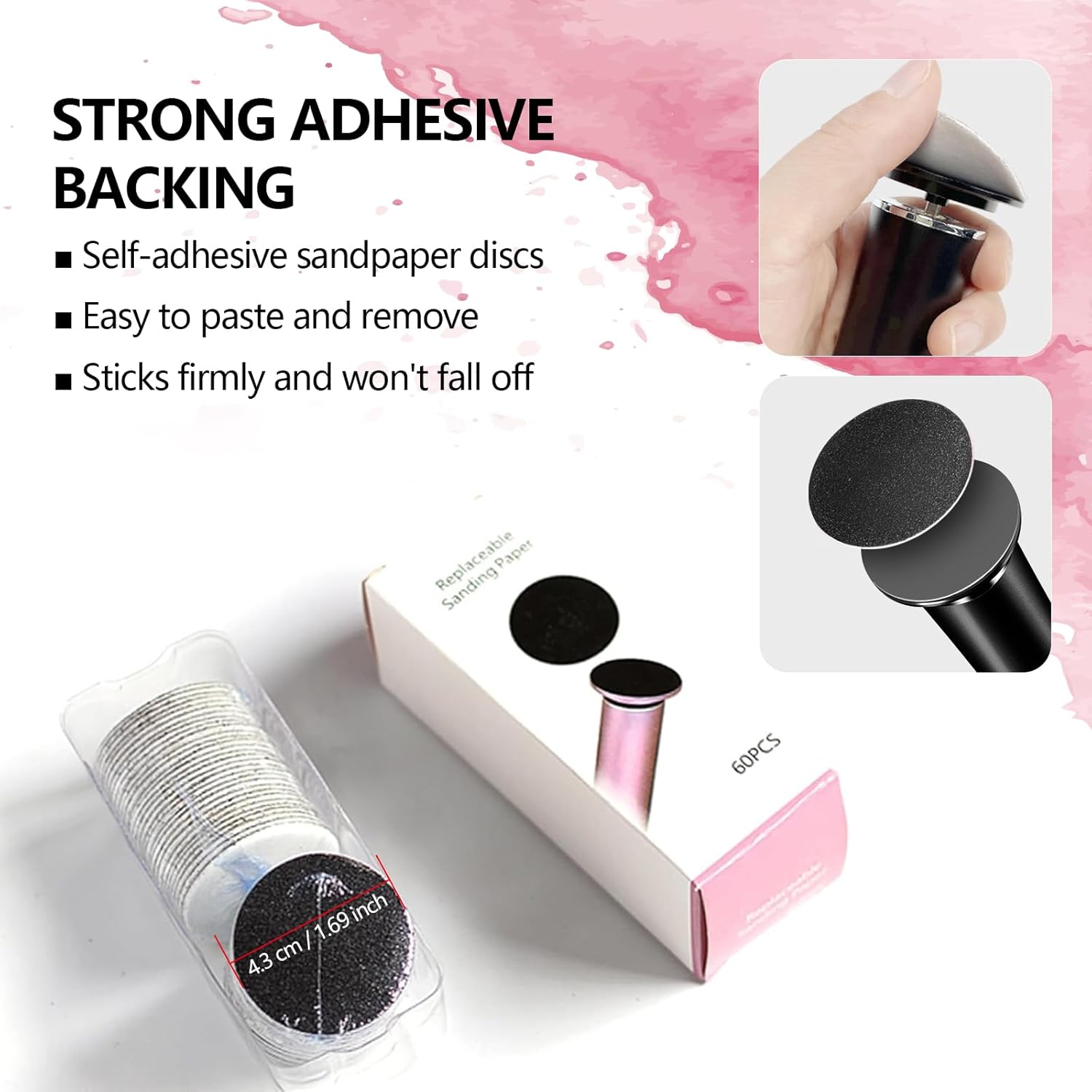 60pcs Replaceable Fine Grit Sandpaper Discs for Electric Foot Callus Remover Machine Foot File Replacement Pads for Calloused feet Sanding Paper 60 Grit Rough