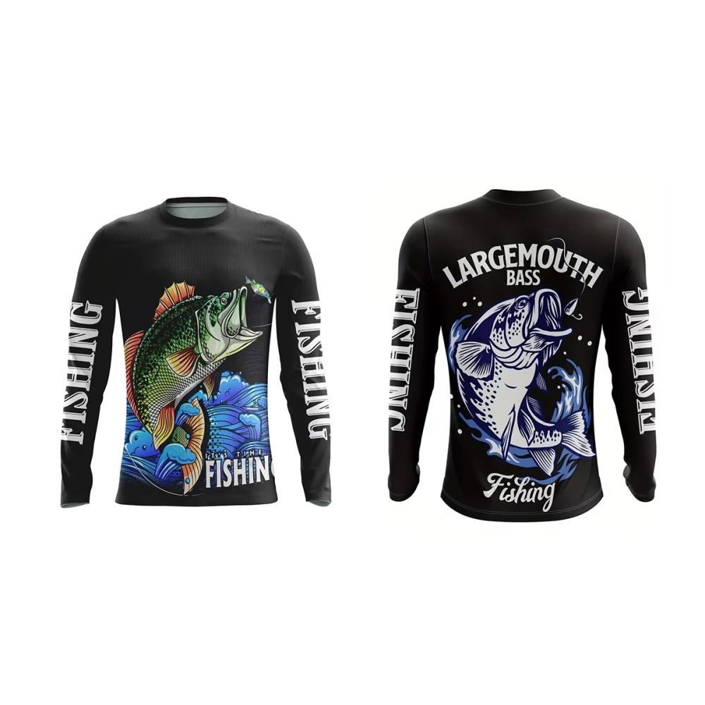 Mens Fishing Shirt Long Sleeve T-Shirt Camping Outdoor Men T-Shirt Summer Loose Fishing Graphic Sports T-Shirts for Men Clothing