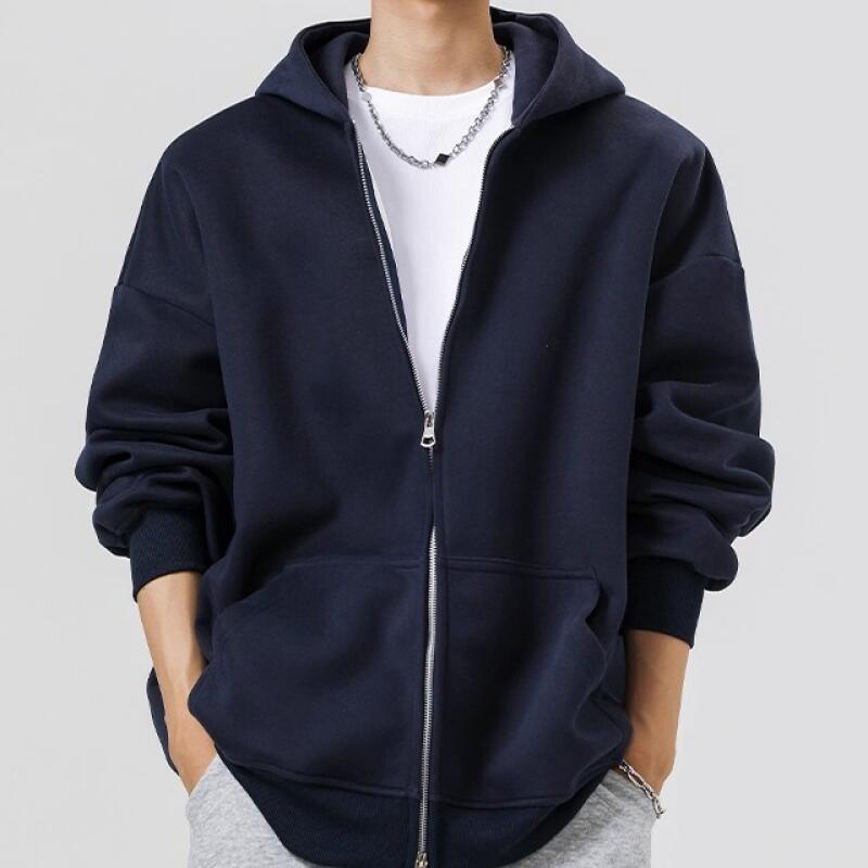 Men Zipper Hoodies Autumn Winter Men Long Sleeve Hooded Sweatshirt Fashion Male Casual Outfit Sportwear Loose Fit Hoodie