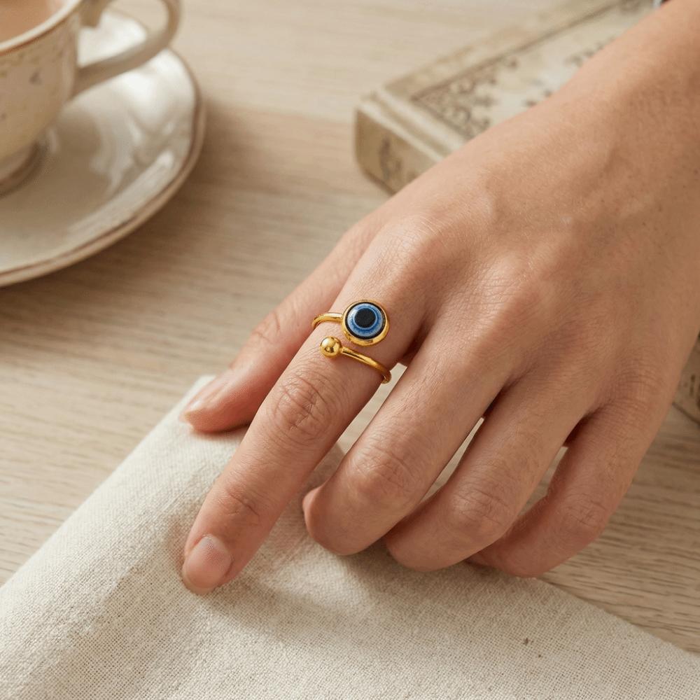 Gothic Adjustable Creative Bangle Zinc Zinc Alloy Blue Eye Ring New Demon Eye Bracelet  Daily Wear