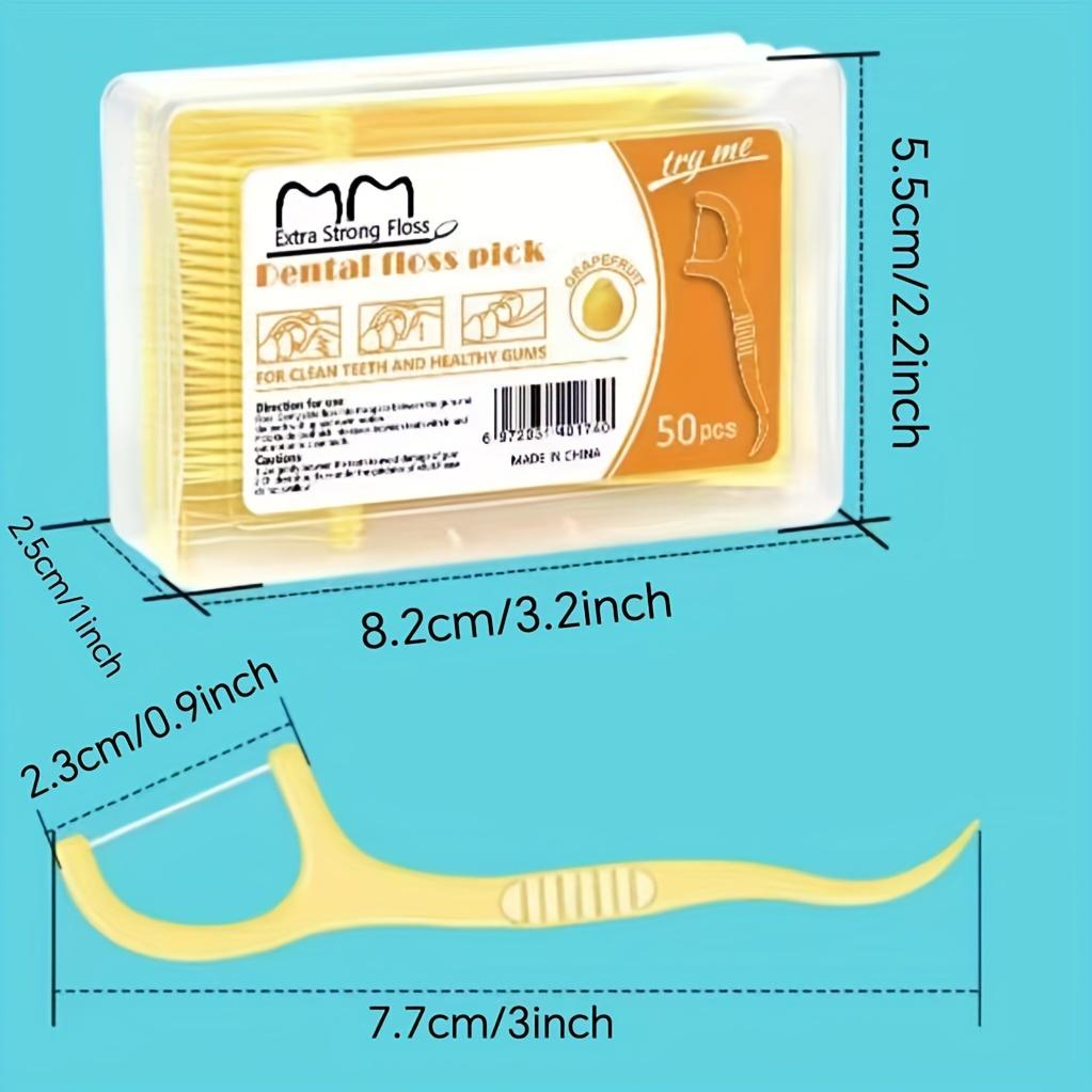 50-Pack Dental Floss Picks - Extra Fine, Fruit and Mint Flavored, High Tensile Strength