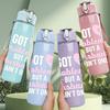 1PC 100 Problems Husband Quote Print 750ml Color Plastic Sports Water Bottle Leakproof Flip Straw Lid Suitable for Sports Office Home Use