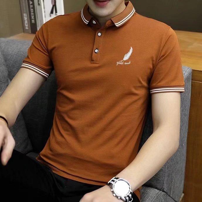 Herren Einfarbiges Poloshirt Kurzarm Slim Fit Freizeit T-Shirt