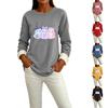 Women's Halloween Print -Lined Long Sleeve Round Neck Sweatshirt for Winter Casual Wear