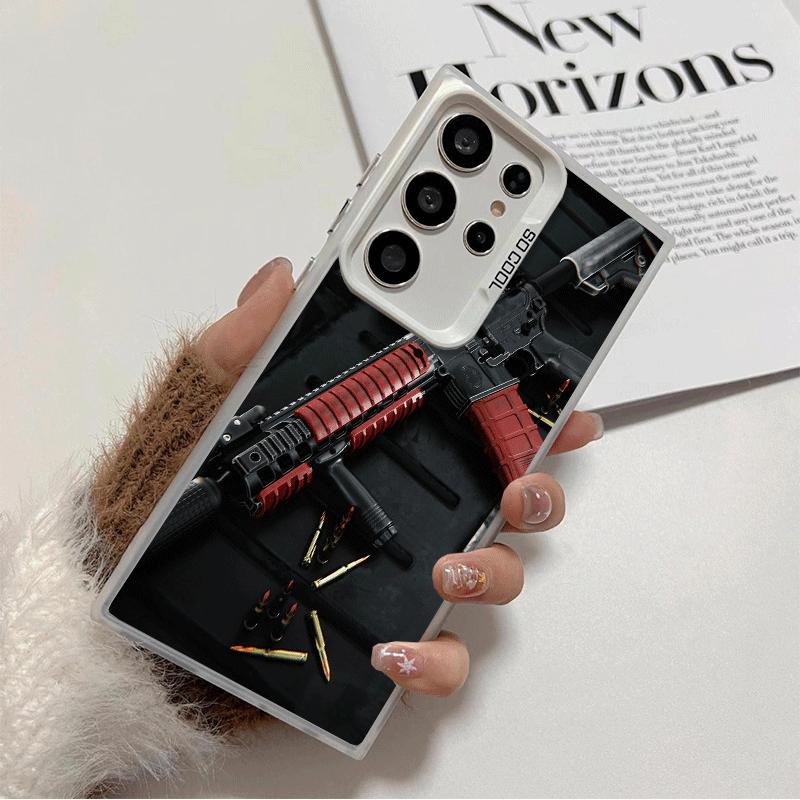 

Gold Gun Bullets AK47 Handgun Soft Phone Case for Samsung Galaxy S24 S25 FE S26 Edge S23 Ultra S22 Plus S21 + Shockproof Cover B Samsung S22 Ultra